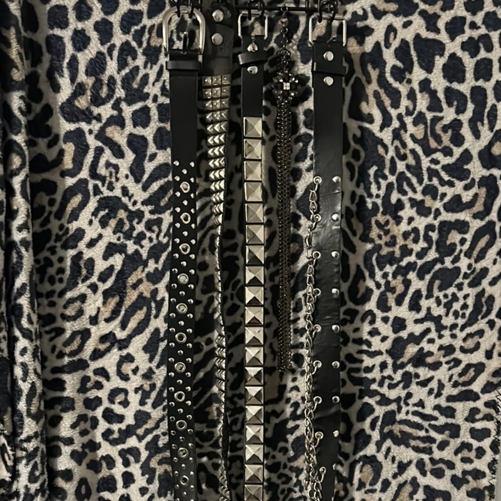 Black and Silver Studded Belts Set